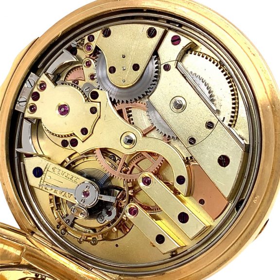 Rare Swiss gold quarter repeating precision watch Circa 1865 Rare Swiss gold quarter repeating precision watch Circa 1865