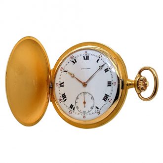 Swiss 18K gold hunting cased lever with 24h dial Circa 1945