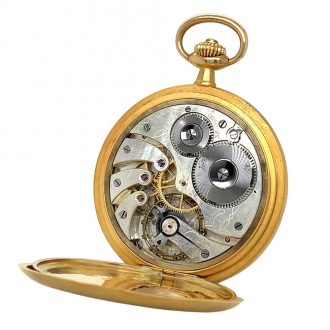 Swiss 18K gold hunting cased lever with 24h dial Circa 1945