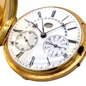 Swiss gold lever watch with perpetual calendar and date Circa 1890