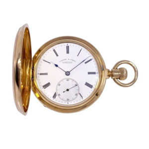 German 18K gold hunting cased lever pocket watch Circa 1883