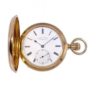 German 18K gold hunting cased lever pocket watch Circa 1883