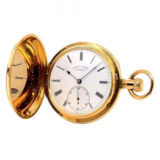 German 18K gold hunting cased lever pocket watch Circa 1883