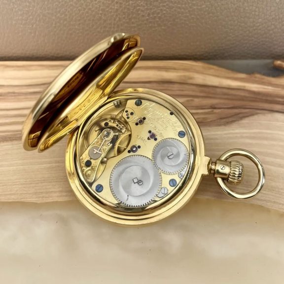German 18K gold hunting cased lever pocket watch Circa 1883 German 18K gold hunting cased lever pocket watch Circa 1883