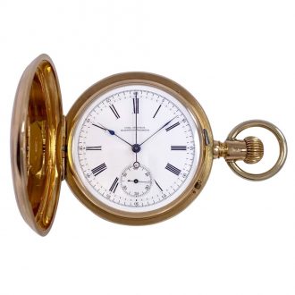 German 14K gold hunting cased lever chronograph Circa 1885
