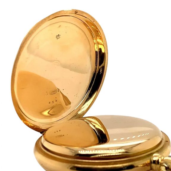 German 14K gold hunting cased lever chronograph Circa 1885 German 14K gold hunting cased lever chronograph Circa 1885