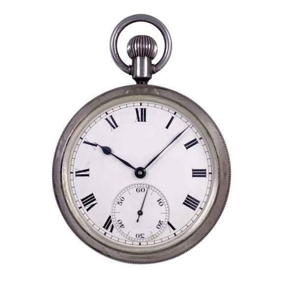 Heavy Swiss silver open faced ankerchronometer Circa 1972