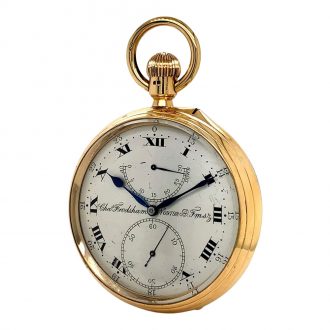 Impressive English gold chronometer with power reserve Circa 1918
