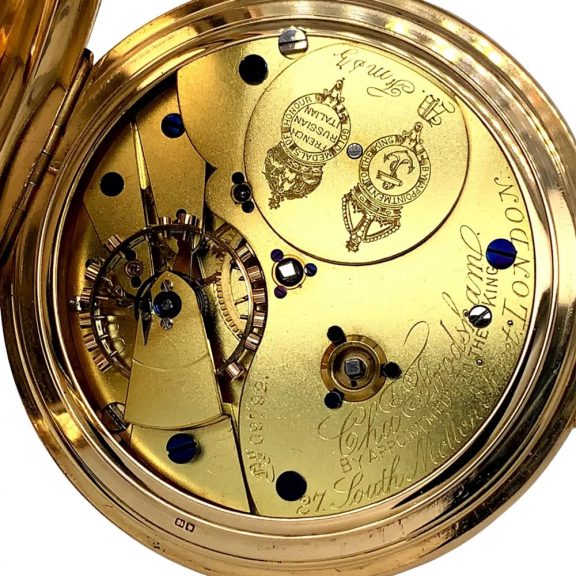 Impressive English gold chronometer with power reserve Circa 1918 Impressive English gold chronometer with power reserve Circa 1918