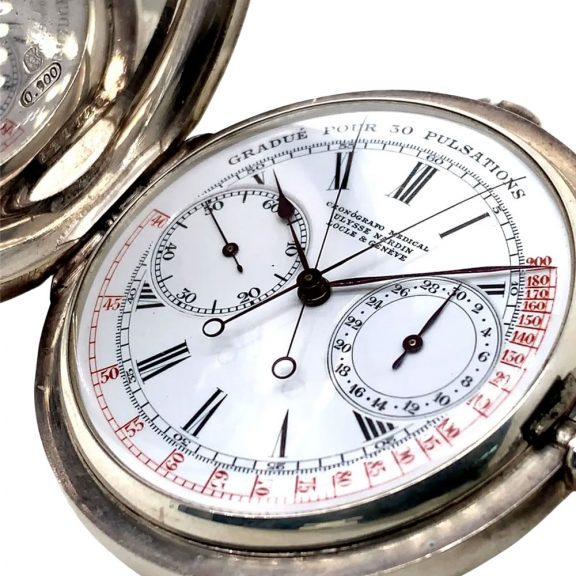 Swiss silver split seconds chronograph doctor's watch Circa 1910 Swiss silver split seconds chronograph doctor's watch Circa 1910