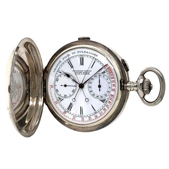 Swiss silver split seconds chronograph doctor's watch Circa 1910 Swiss silver split seconds chronograph doctor's watch Circa 1910