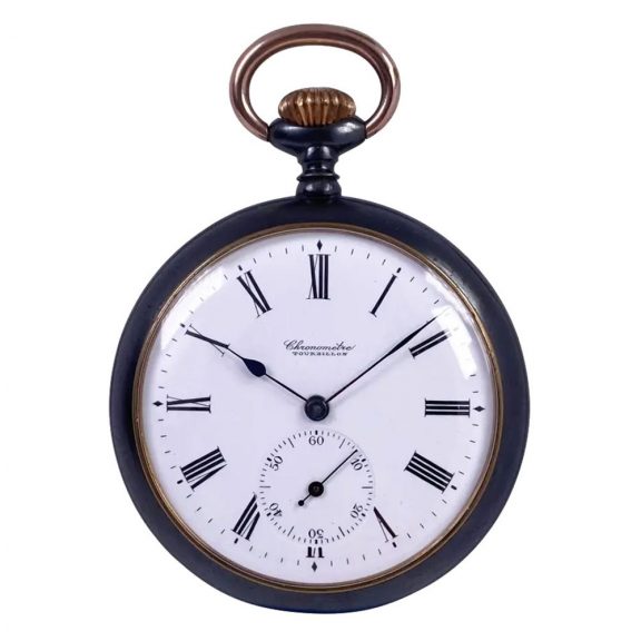 Rare Swiss burnished steel lever tourbillon watch Circa 1905