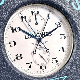 Swiss lever split seconds chronograph with register Circa 1951