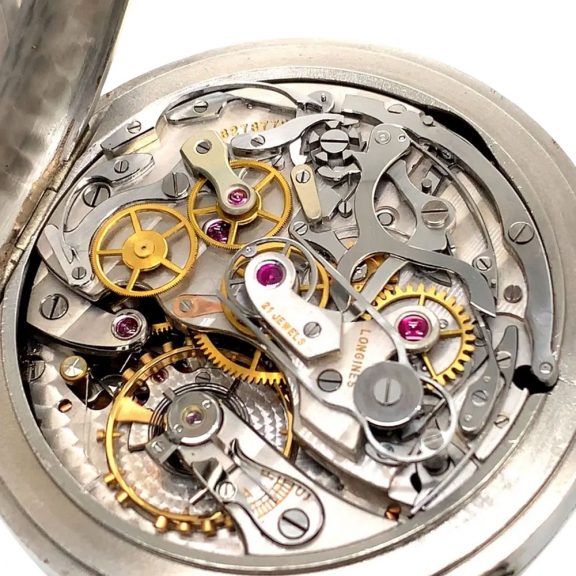 Swiss lever split seconds chronograph with register Circa 1951 Swiss lever split seconds chronograph with register Circa 1951