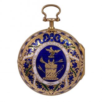 English enamelled gold pair cased cylinder watch Circa 1774