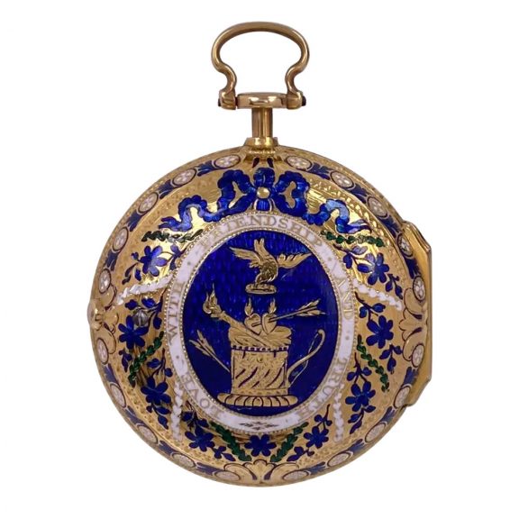 English enamelled gold pair cased cylinder watch Circa 1774