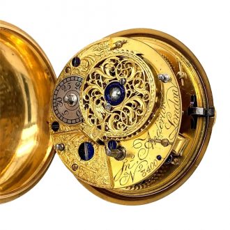 English enamelled gold pair cased cylinder watch Circa 1774