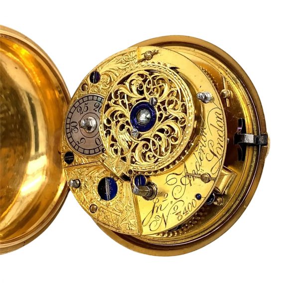 English enamelled gold pair cased cylinder watch Circa 1774 English enamelled gold pair cased cylinder watch Circa 1774