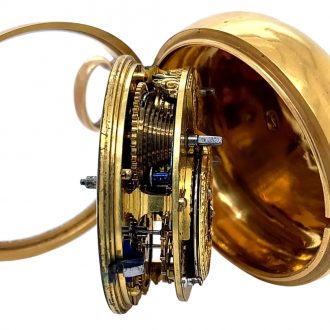 English enamelled gold pair cased cylinder watch Circa 1774