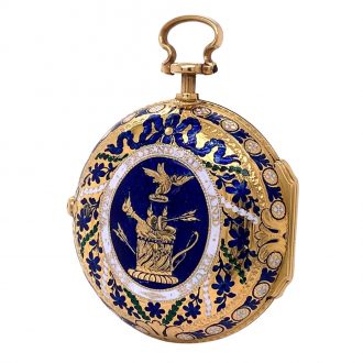 English enamelled gold pair cased cylinder watch Circa 1774