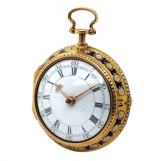 English enamelled gold pair cased cylinder watch Circa 1774