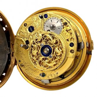 English gold and enamel half quarter repeating verge Circa 1775 English gold and enamel half quarter repeating verge Circa 1775