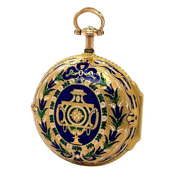 English gold and enamel half quarter repeating verge Circa 1775 English gold and enamel half quarter repeating verge Circa 1775