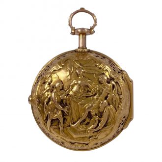 English gold pair cased quarter repeating cylinder watch Circa 1755