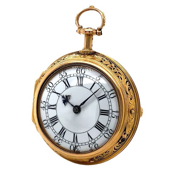 English gold pair cased quarter repeating cylinder watch Circa 1755 English gold pair cased quarter repeating cylinder watch Circa 1755