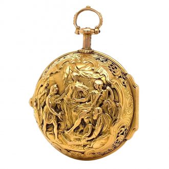English gold pair cased quarter repeating cylinder watch Circa 1755