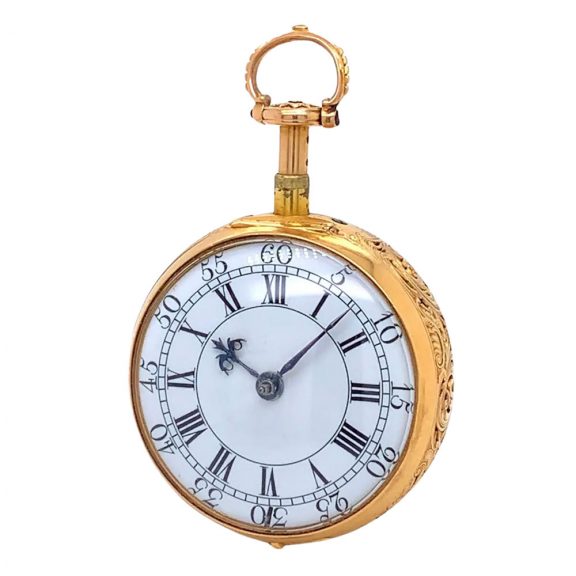 English gold pair cased quarter repeating cylinder watch Circa 1755 English gold pair cased quarter repeating cylinder watch Circa 1755