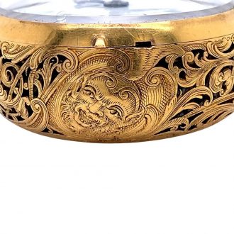 English gold pair cased quarter repeating cylinder watch Circa 1755