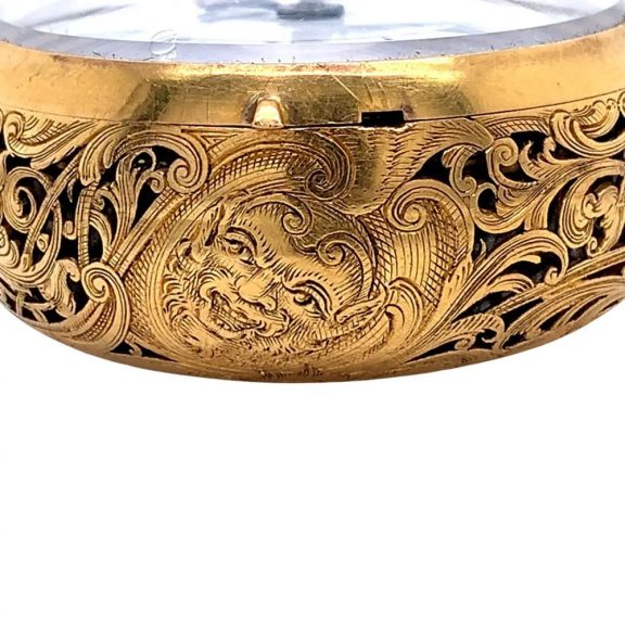 English gold pair cased quarter repeating cylinder watch Circa 1755 English gold pair cased quarter repeating cylinder watch Circa 1755