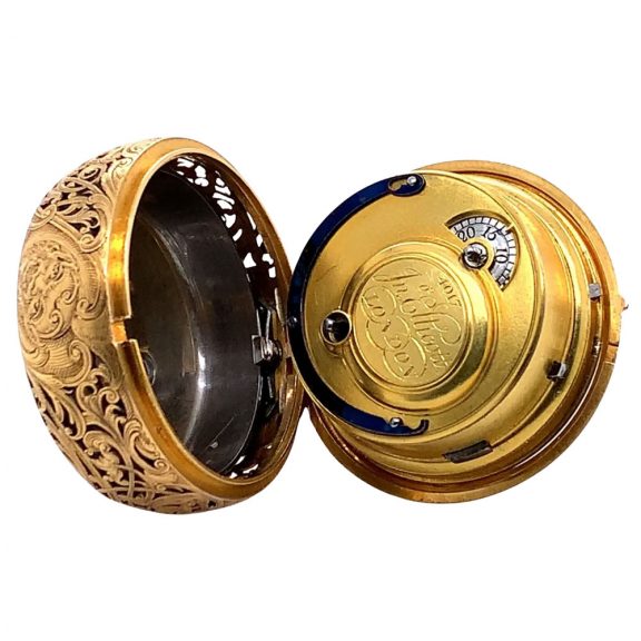 English gold pair cased quarter repeating cylinder watch Circa 1755 English gold pair cased quarter repeating cylinder watch Circa 1755