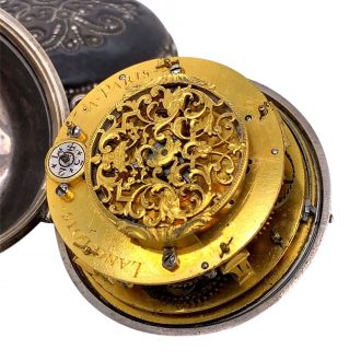Rare French silver verge oignon watch with alarm Circa 1690