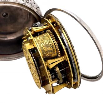 Rare French silver verge oignon watch with alarm Circa 1690