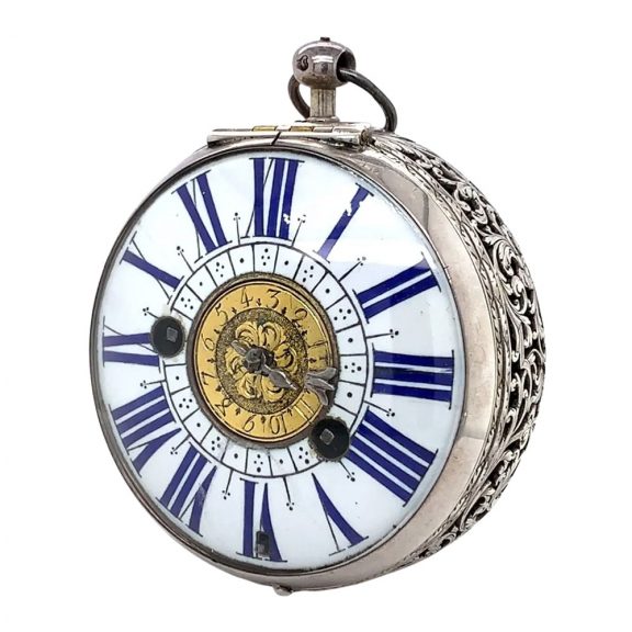 French silver Louis XIV verge oignon watch with alarm Circa 1690- 5 French silver Louis XIV verge oignon watch with alarm Circa 1690