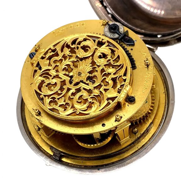 French silver Louis XIV verge oignon watch with alarm Circa 1690 French silver Louis XIV verge oignon watch with alarm Circa 1690