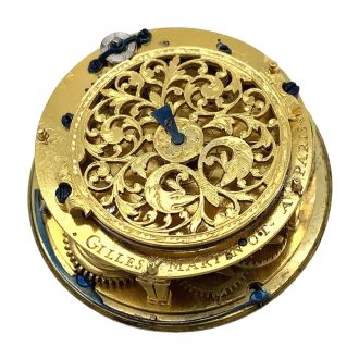 Very fine French silver verge oignon watch with alarm Circa 1690 Very fine French silver verge oignon watch with alarm Circa 1690