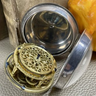 Very fine French silver verge oignon watch with alarm Circa 1690 Very fine French silver verge oignon watch with alarm Circa 1690