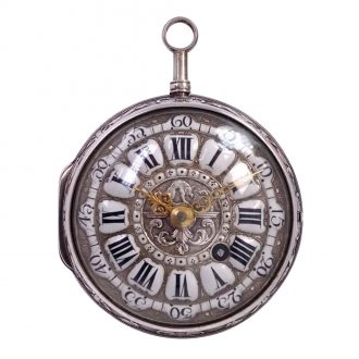 French silver quarter repeating verge pocket watch Circa 1750