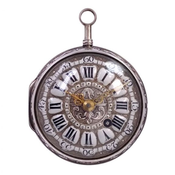French silver quarter repeating verge pocket watch Circa 1750