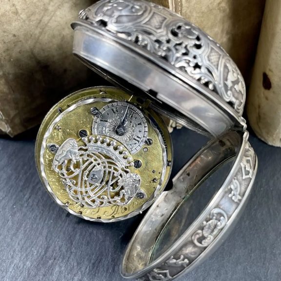 French silver quarter repeating verge pocket watch Circa 1750 French silver quarter repeating verge pocket watch Circa 1750