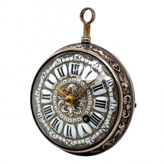 French silver quarter repeating verge pocket watch Circa 1750