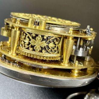French silver Louis XIV oignon coach clock with alarm Circa 1700