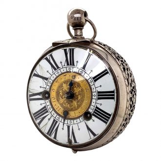 French silver Louis XIV oignon coach clock with alarm Circa 1700