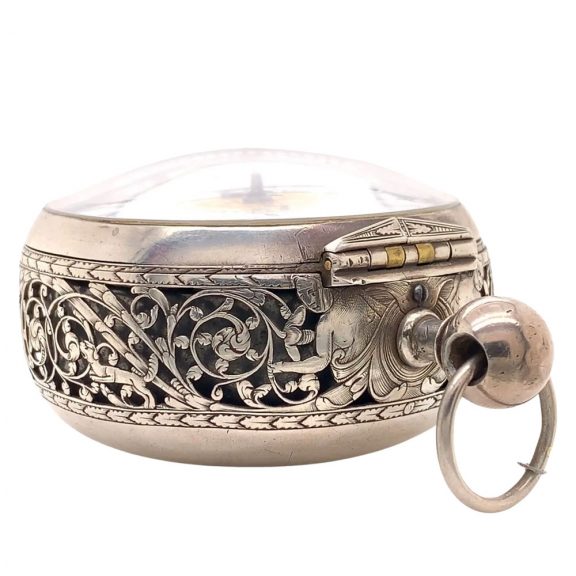 French silver Louis XIV oignon coach clock with alarm Circa 1700 French silver Louis XIV oignon coach clock with alarm Circa 1700