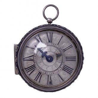 Swiss silver pair cased verge pocket watch with alarm Circa 1685