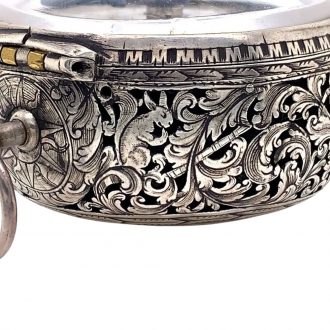 Swiss silver pair cased verge pocket watch with alarm Circa 1685
