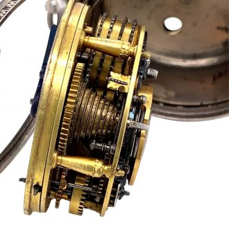 Swiss silver pair cased verge pocket watch with alarm Circa 1685